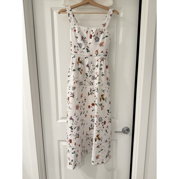 NWOT Reformation Everett Linen Corsini Floral White Midi Dress |Retail $298 - Picture 7 of 16